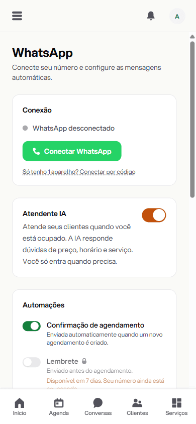 Tela de conexão do WhatsApp